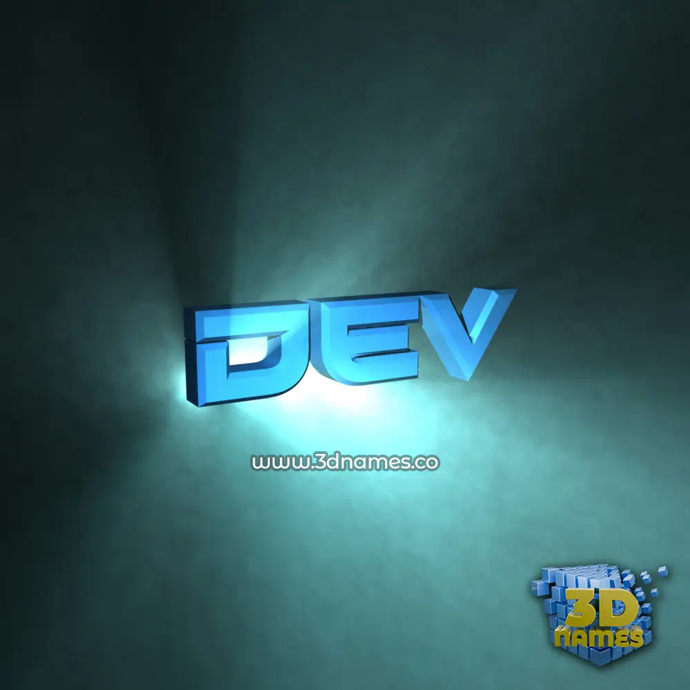 dev in Light Shine style - 3D name wallpaper