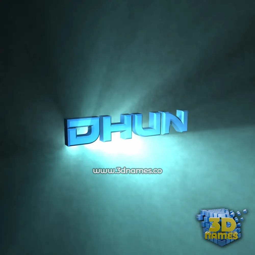 dhun in Light Shine style - 3D name wallpaper