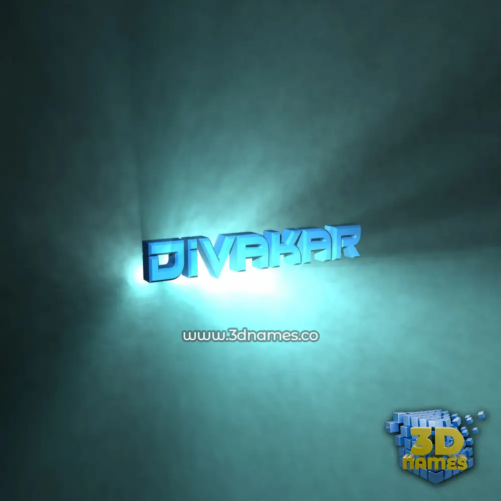 divakar in Light Shine style - 3D name wallpaper