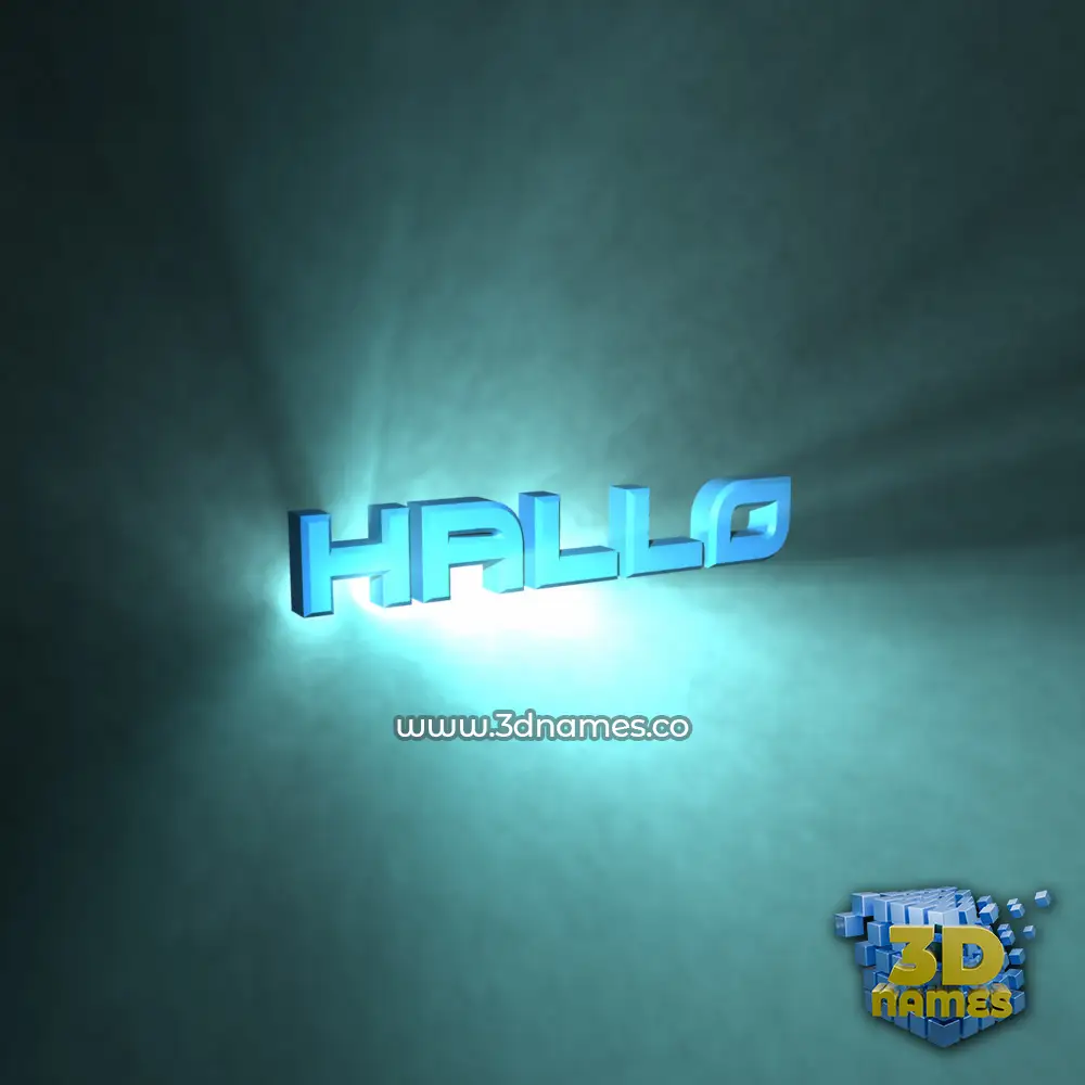 hallo in Light Shine style - 3D name wallpaper