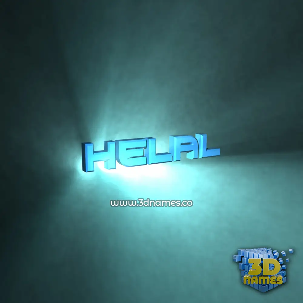 helal in Light Shine style - 3D name wallpaper