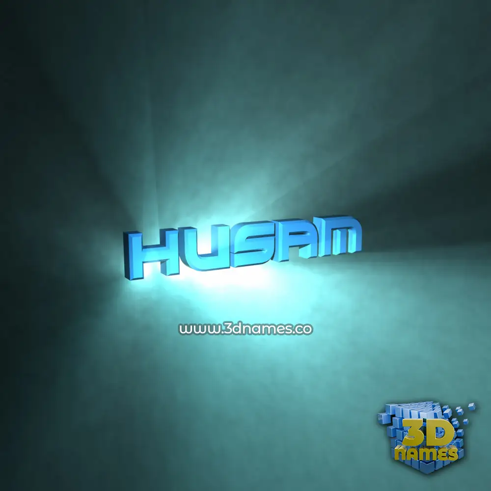 husam in Light Shine style - 3D name wallpaper