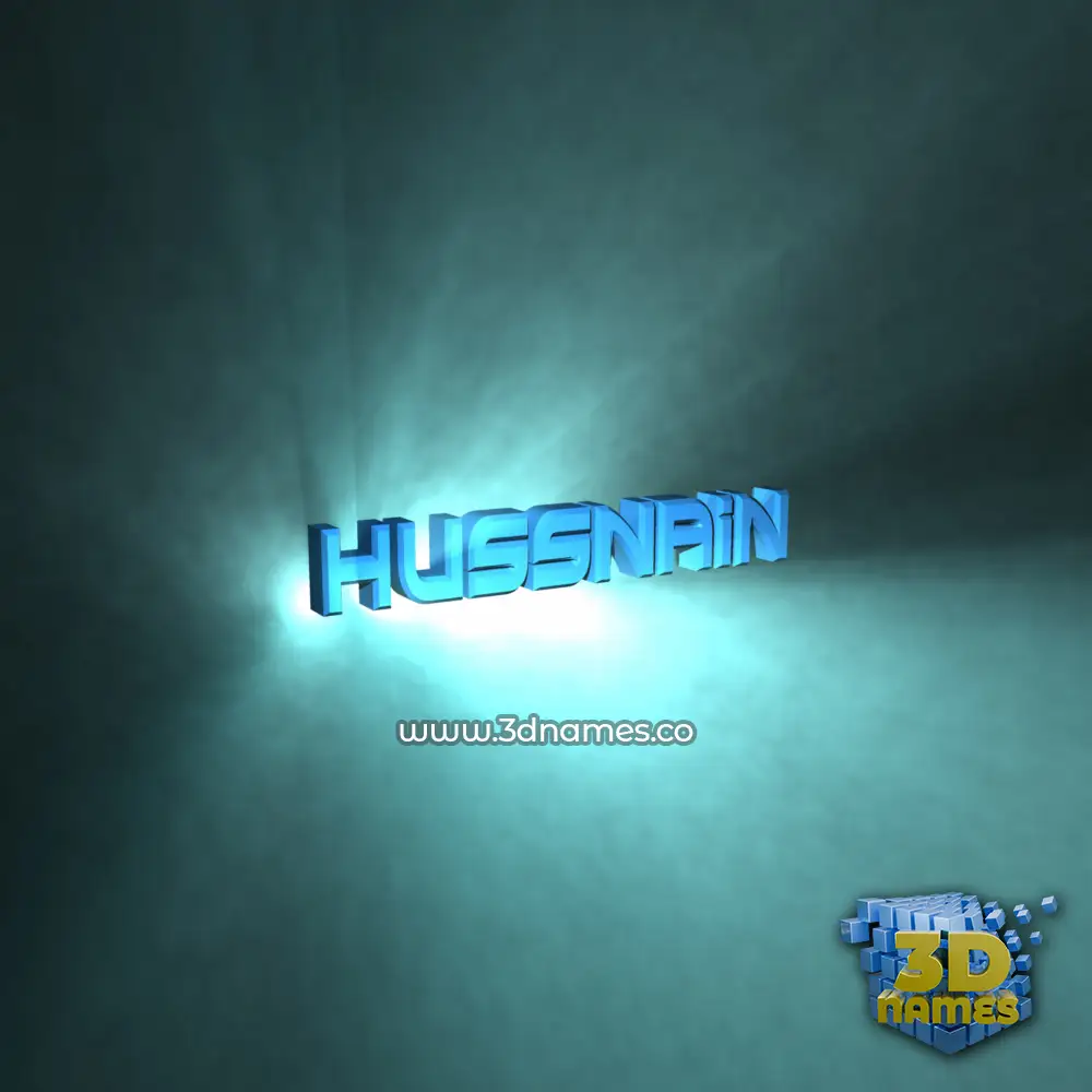 hussnain in Light Shine style - 3D name wallpaper