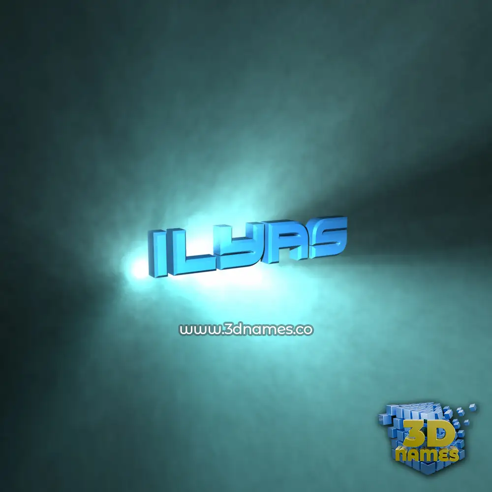 ilyas in Light Shine style - 3D name wallpaper