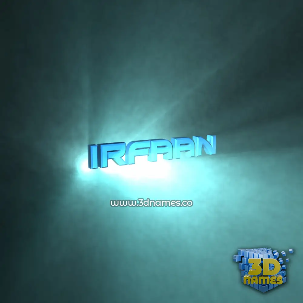 irfaan in Light Shine style - 3D name wallpaper