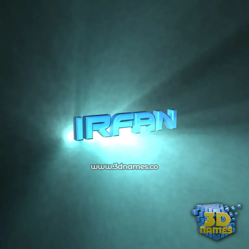 irfan in Light Shine style - 3D name wallpaper