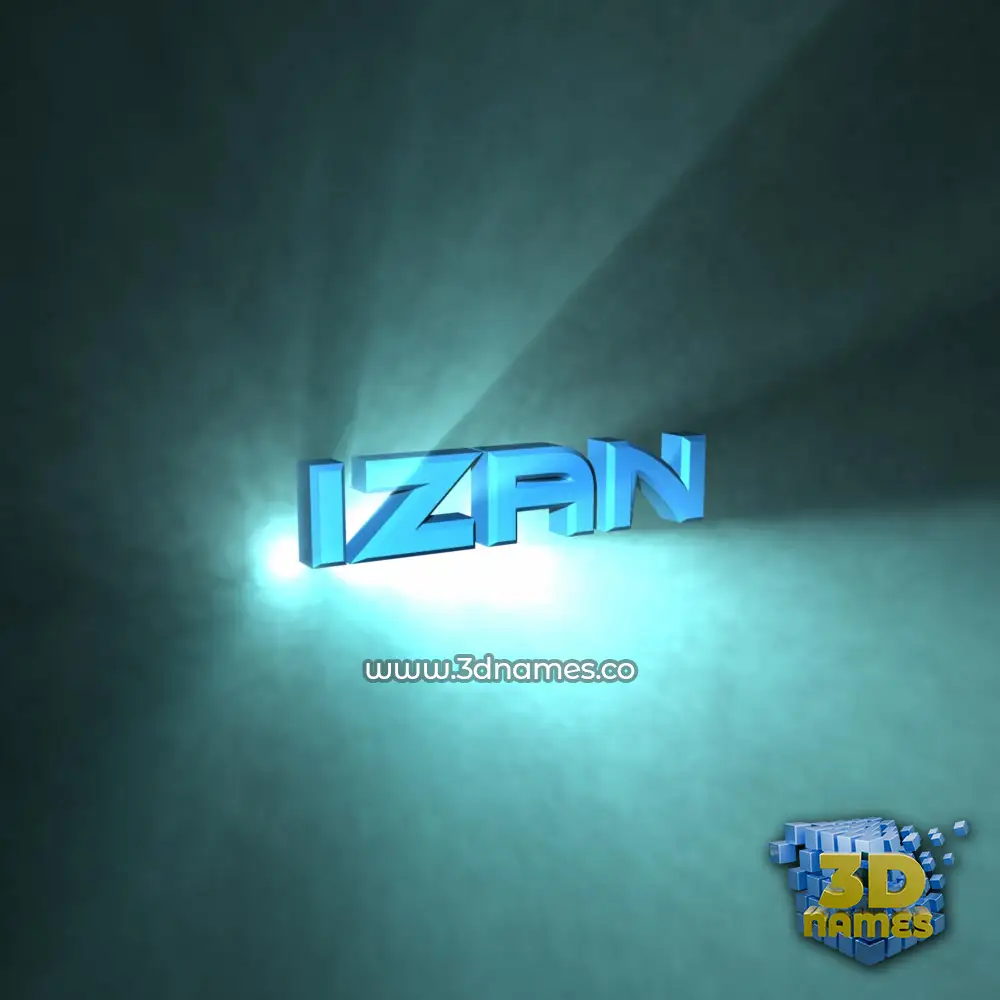 izan in Light Shine style - 3D name wallpaper