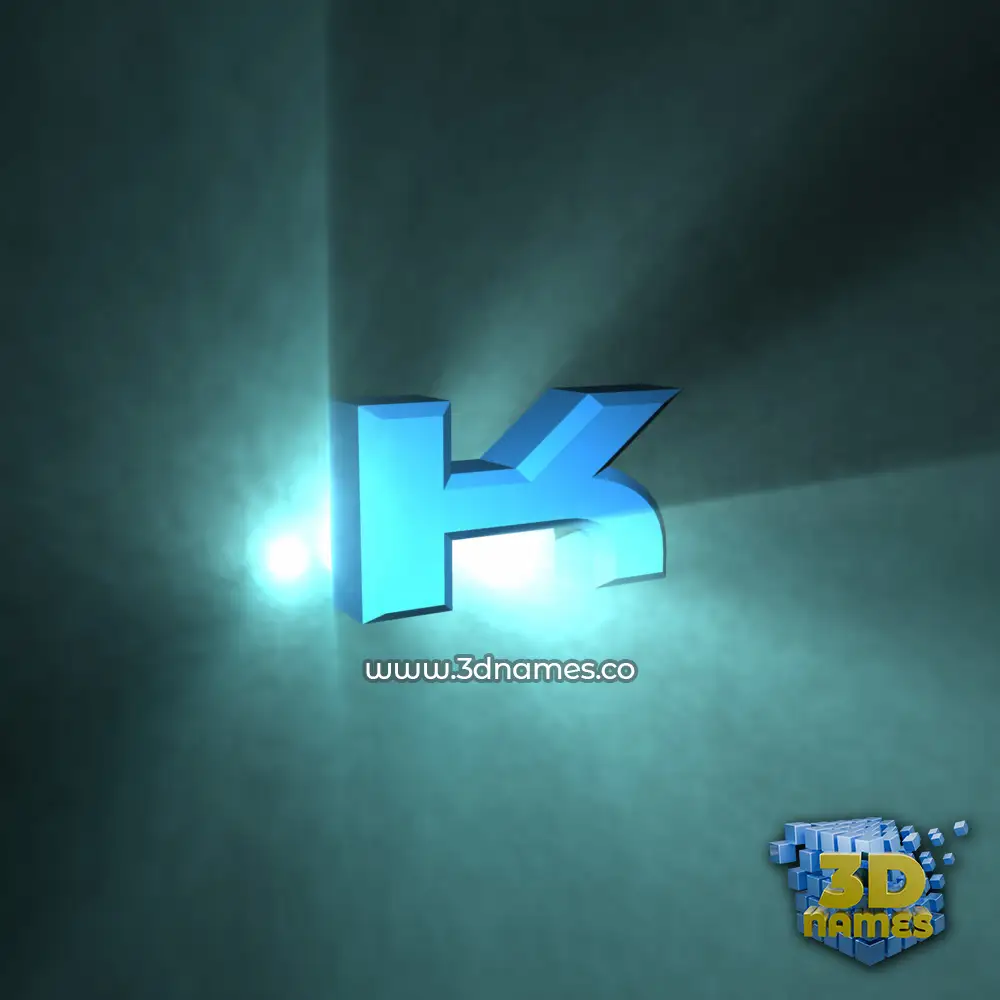 k in Light Shine style - 3D name wallpaper