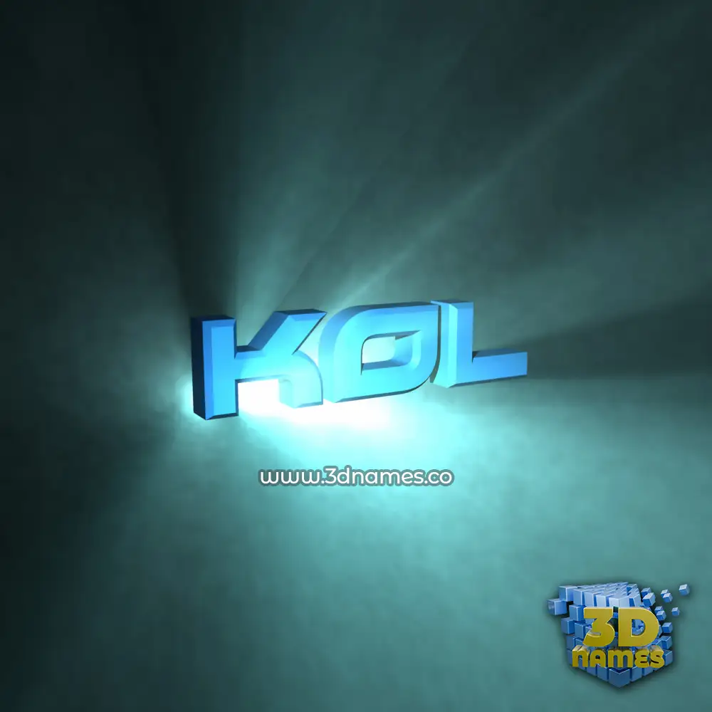 kol in Light Shine style - 3D name wallpaper