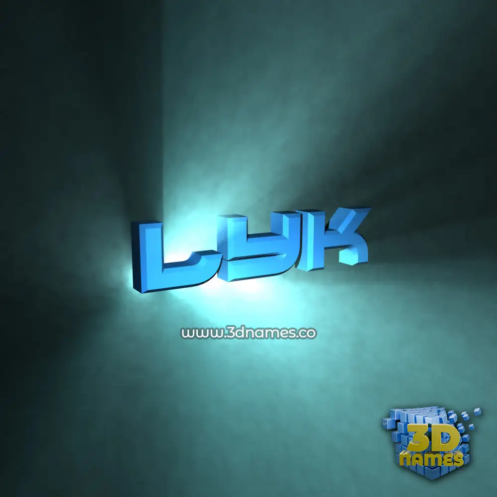 lyk in Light Shine style - 3D name wallpaper