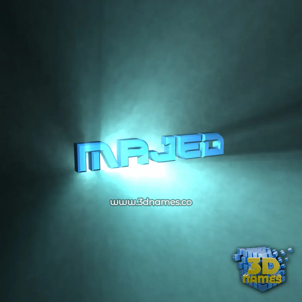 majed in Light Shine style - 3D name wallpaper