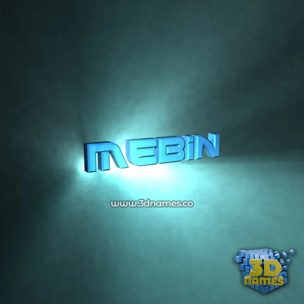 mebin in Light Shine style - 3D name wallpaper
