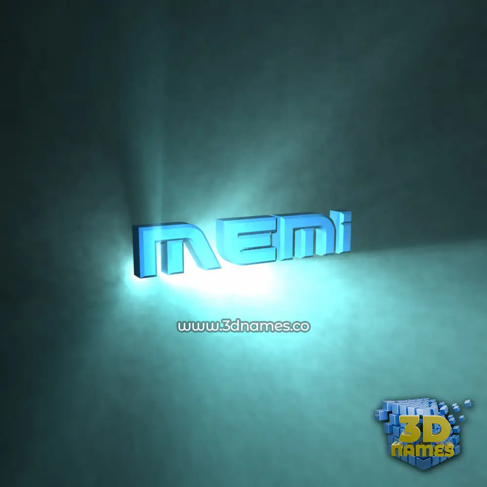 memi in Light Shine style - 3D name wallpaper