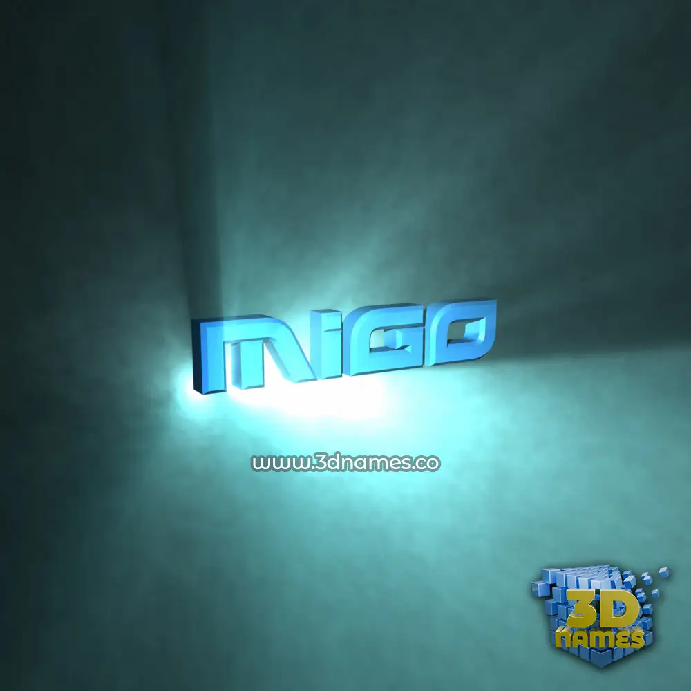 migo in Light Shine style - 3D name wallpaper
