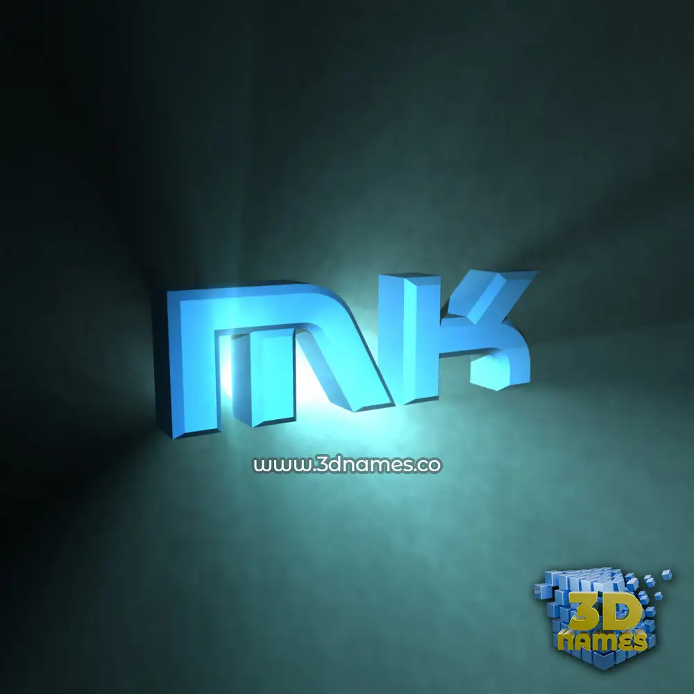 mk in Light Shine style - 3D name wallpaper