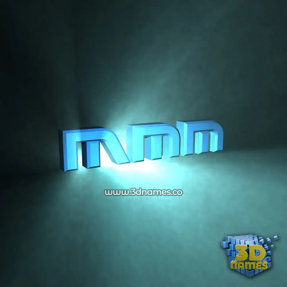 mmm in Light Shine style - 3D name wallpaper