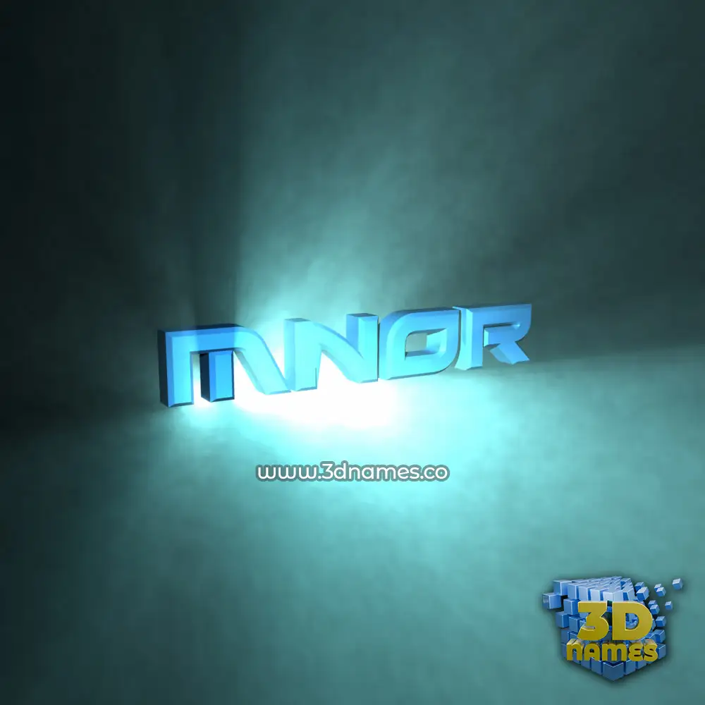 mnor in Light Shine style - 3D name wallpaper