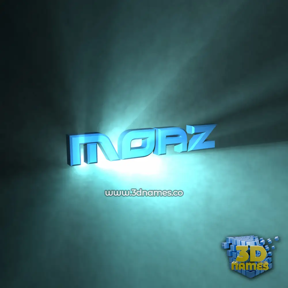 moaz in Light Shine style - 3D name wallpaper