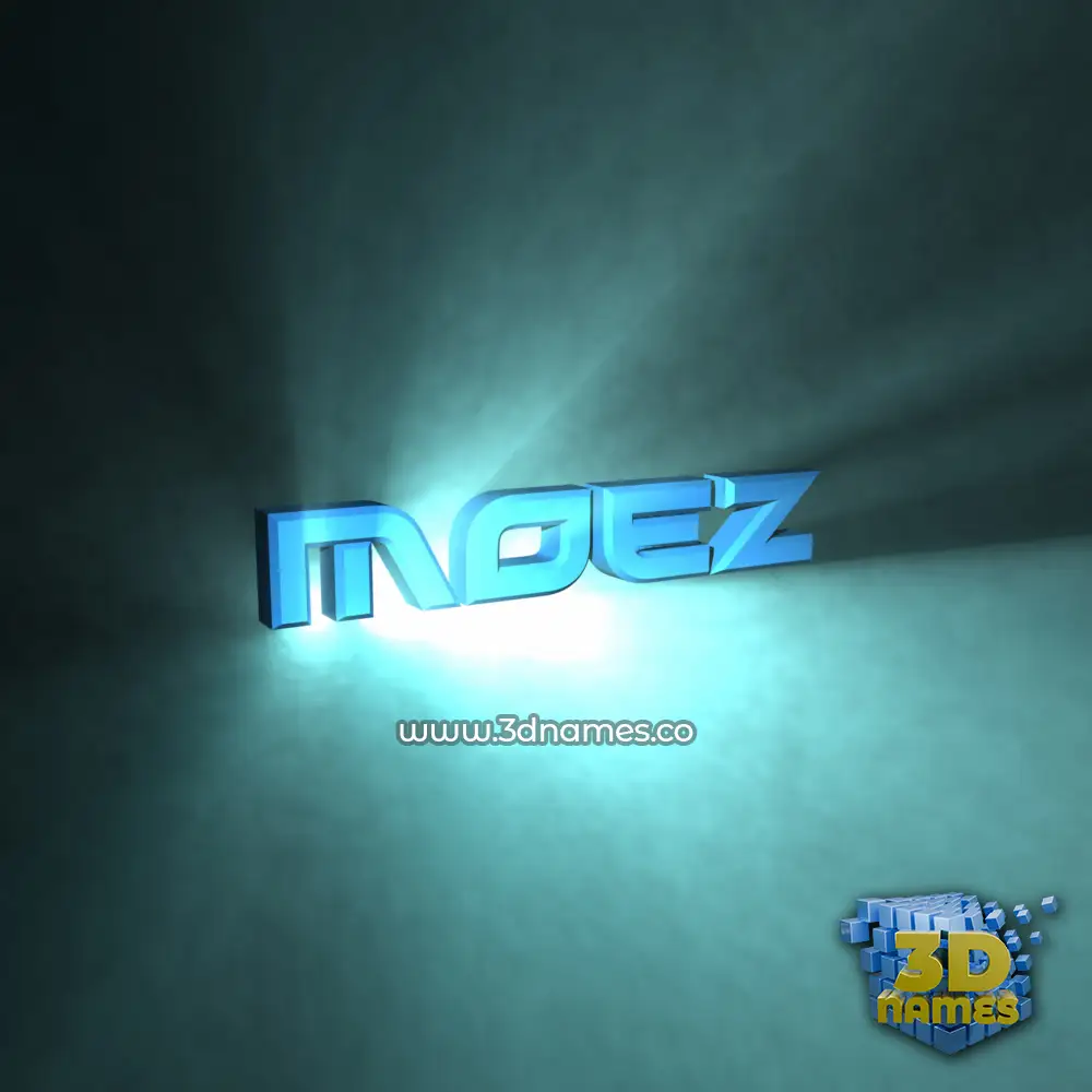 moez in Light Shine style - 3D name wallpaper