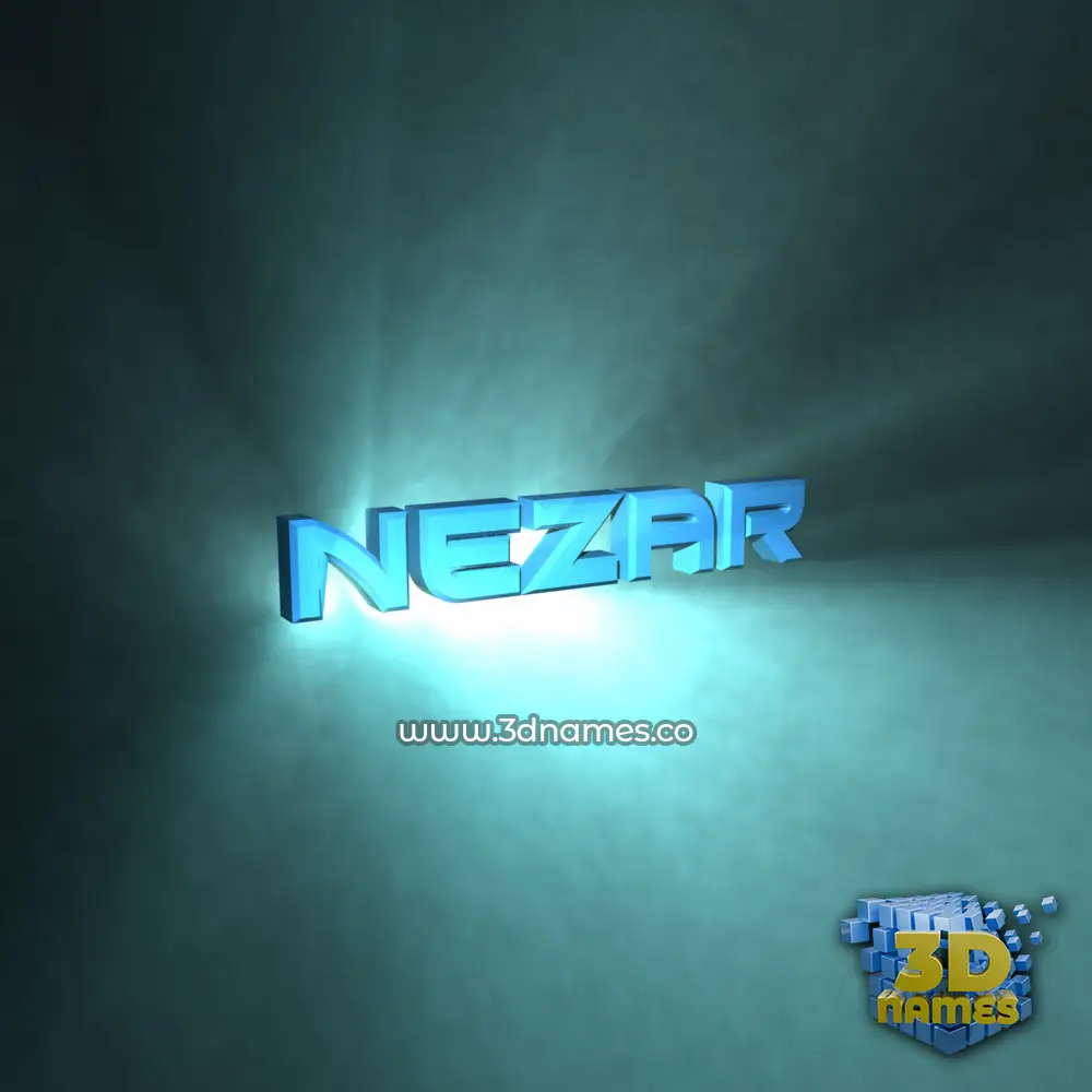 nezar in Light Shine style - 3D name wallpaper