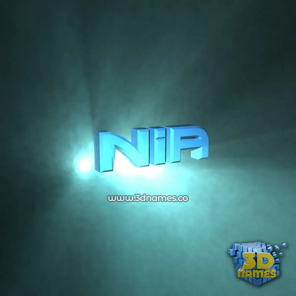 nia in Light Shine style - 3D name wallpaper