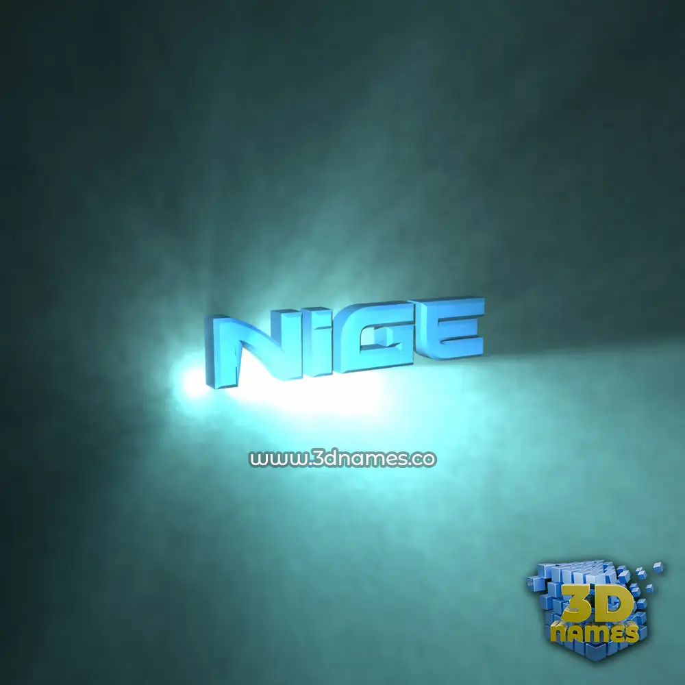 nige in Light Shine style - 3D name wallpaper