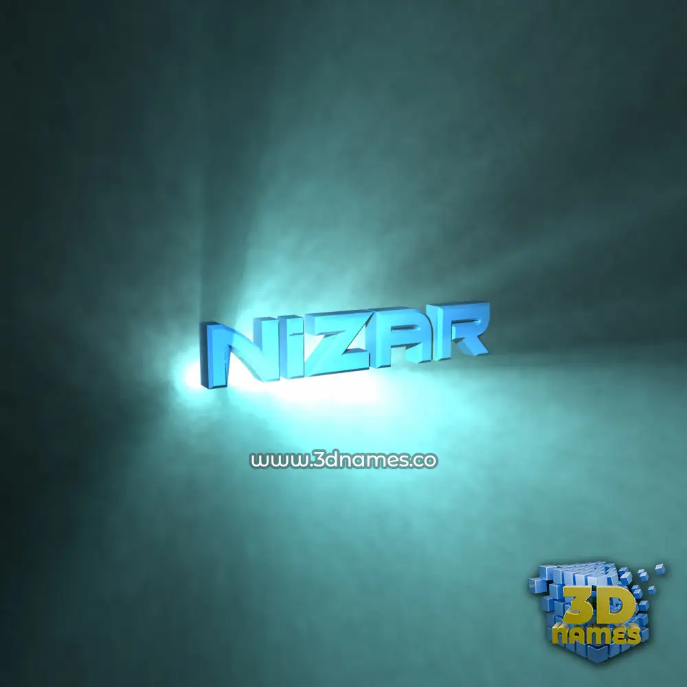 nizar in Light Shine style - 3D name wallpaper
