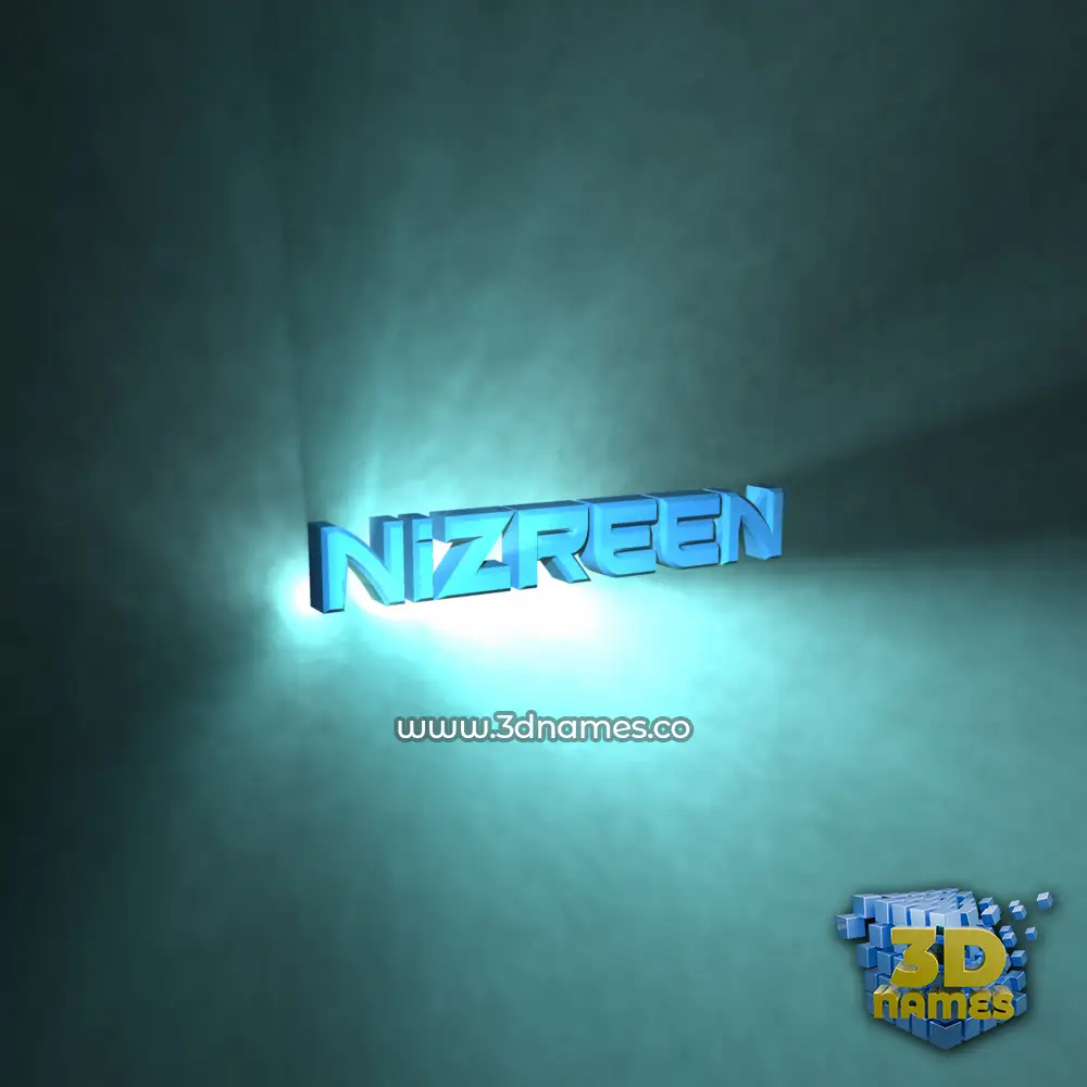 nizreen in Light Shine style - 3D name wallpaper