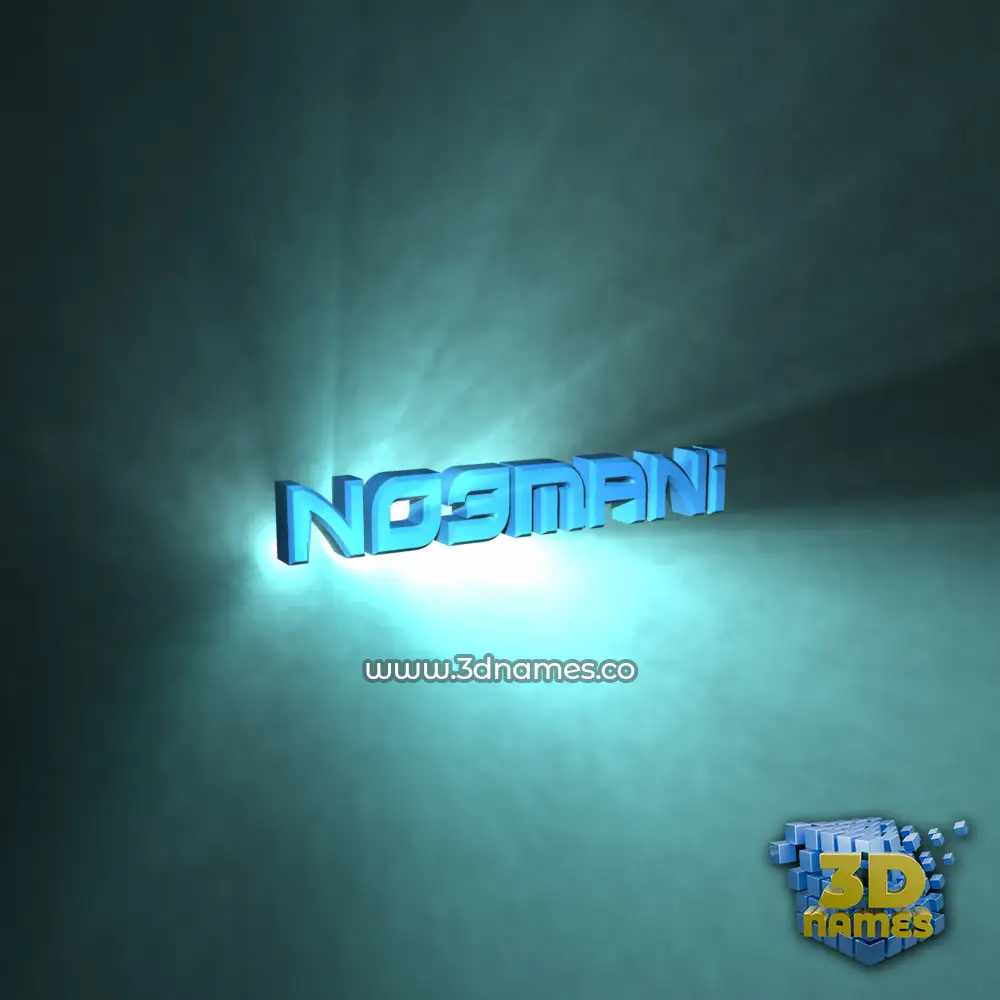 no3mani in Light Shine style - 3D name wallpaper