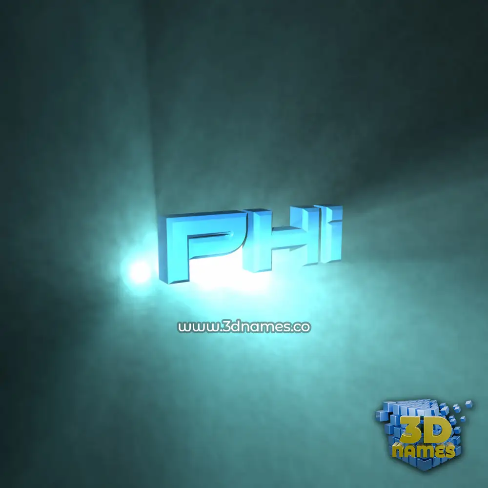 phi in Light Shine style - 3D name wallpaper