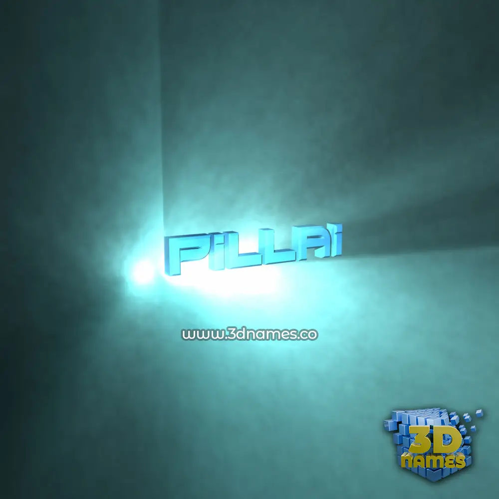 pillai in Light Shine style - 3D name wallpaper