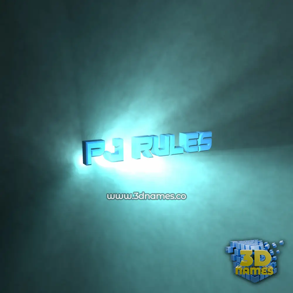 pj rules in Light Shine style - 3D name wallpaper