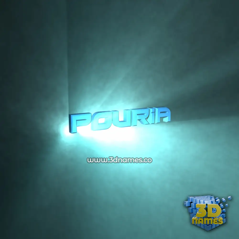 pouria in Light Shine style - 3D name wallpaper