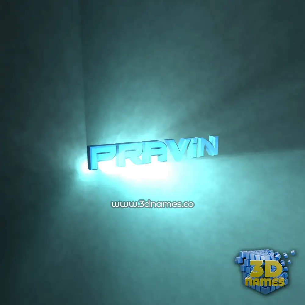pravin in Light Shine style - 3D name wallpaper