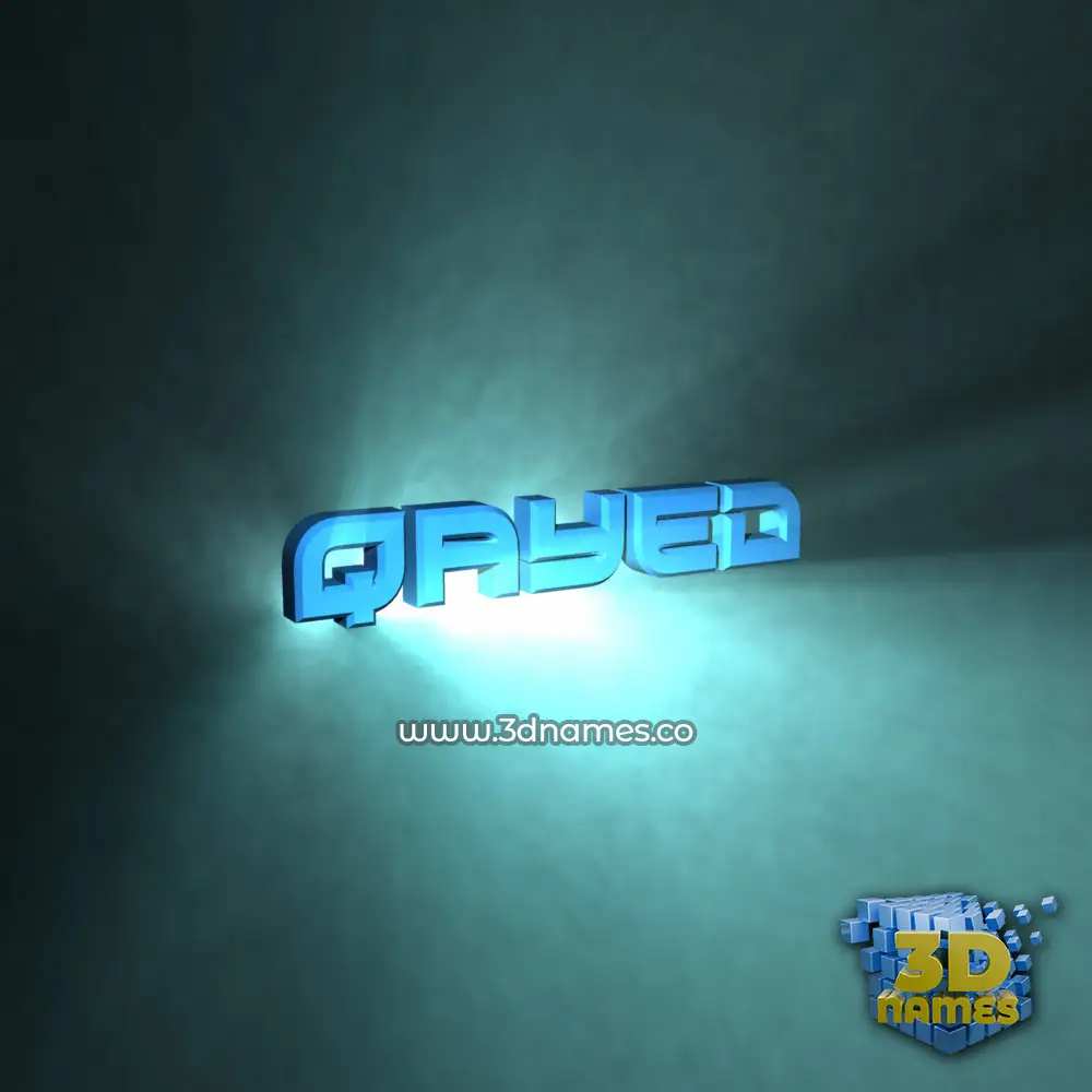 qayed in Light Shine style - 3D name wallpaper