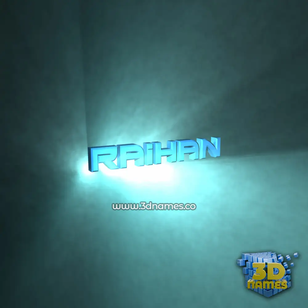 raihan in Light Shine style - 3D name wallpaper
