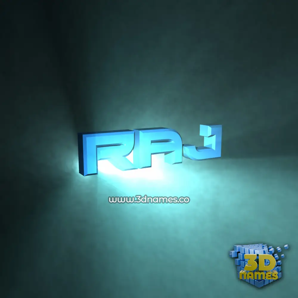 raj in Light Shine style - 3D name wallpaper