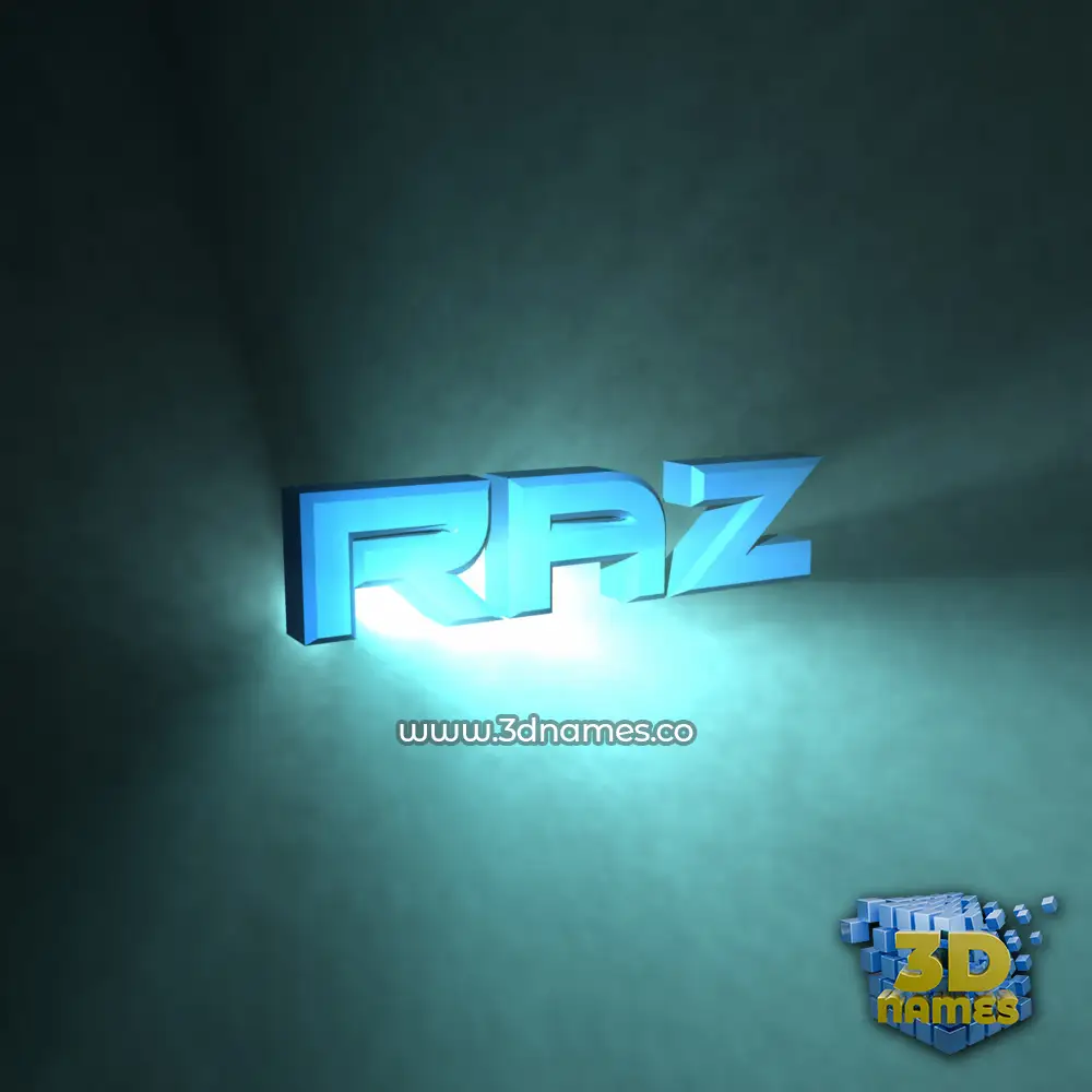 raz in Light Shine style - 3D name wallpaper