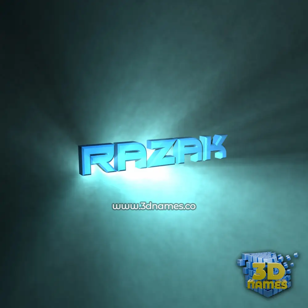 razak in Light Shine style - 3D name wallpaper