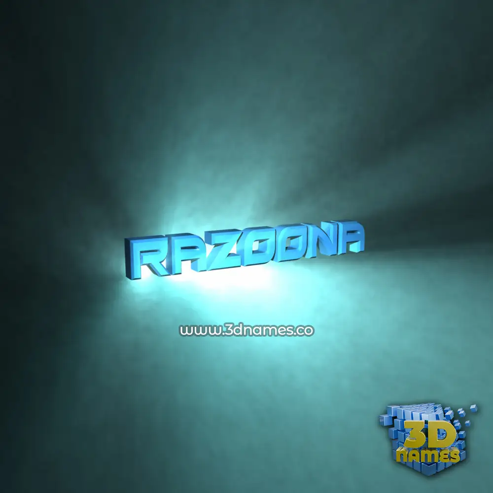 razoona in Light Shine style - 3D name wallpaper