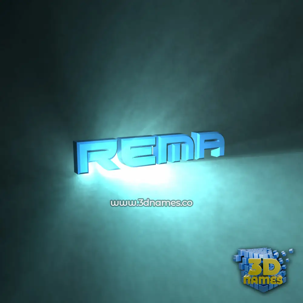 rema in Light Shine style - 3D name wallpaper