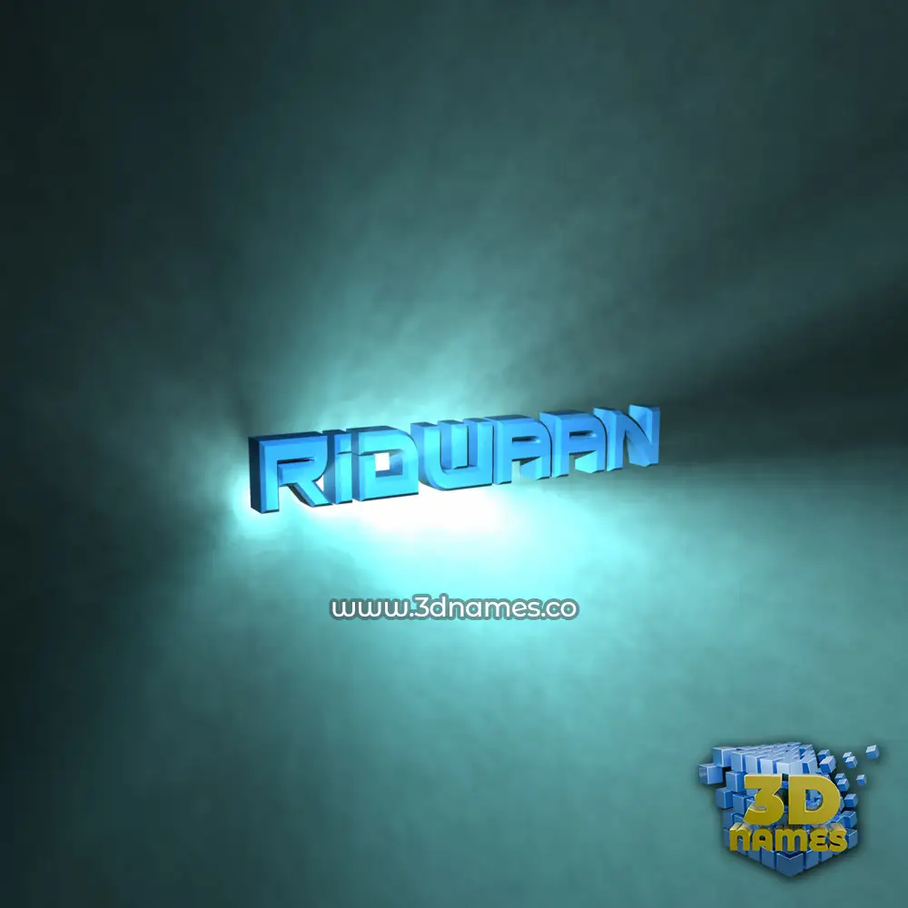 ridwaan in Light Shine style - 3D name wallpaper