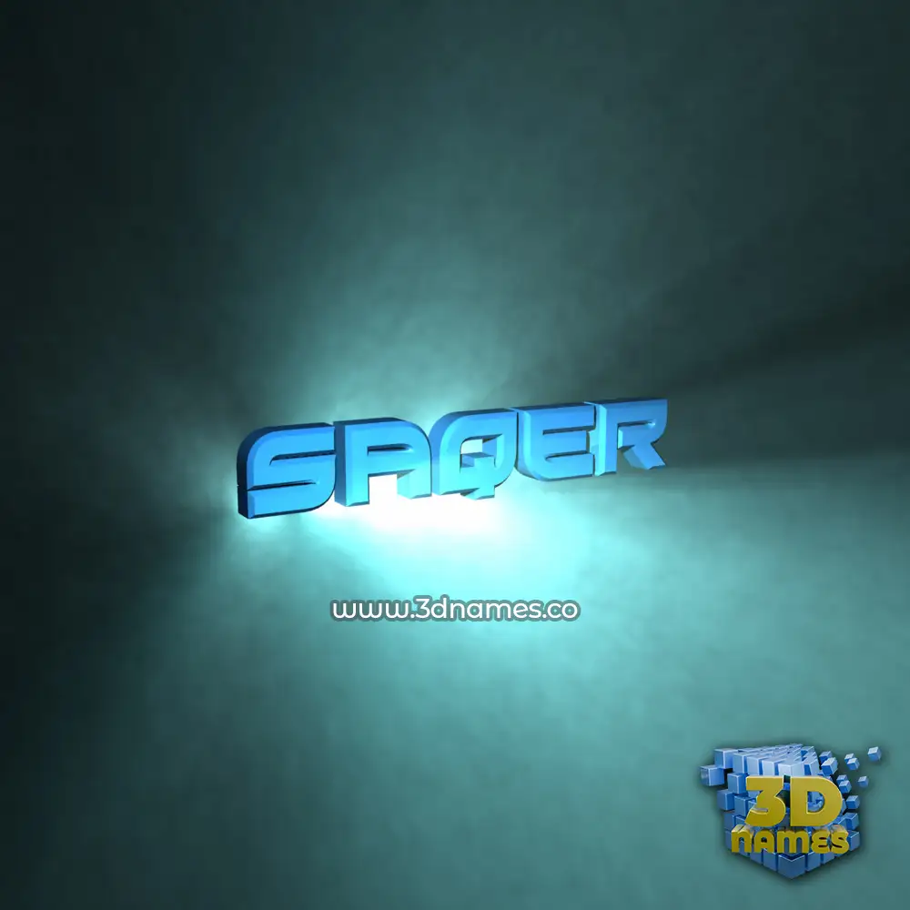 saqer in Light Shine style - 3D name wallpaper
