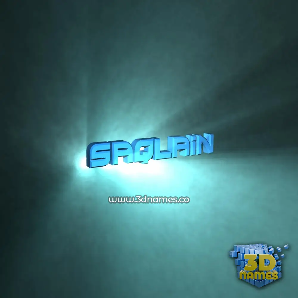 saqlain in Light Shine style - 3D name wallpaper