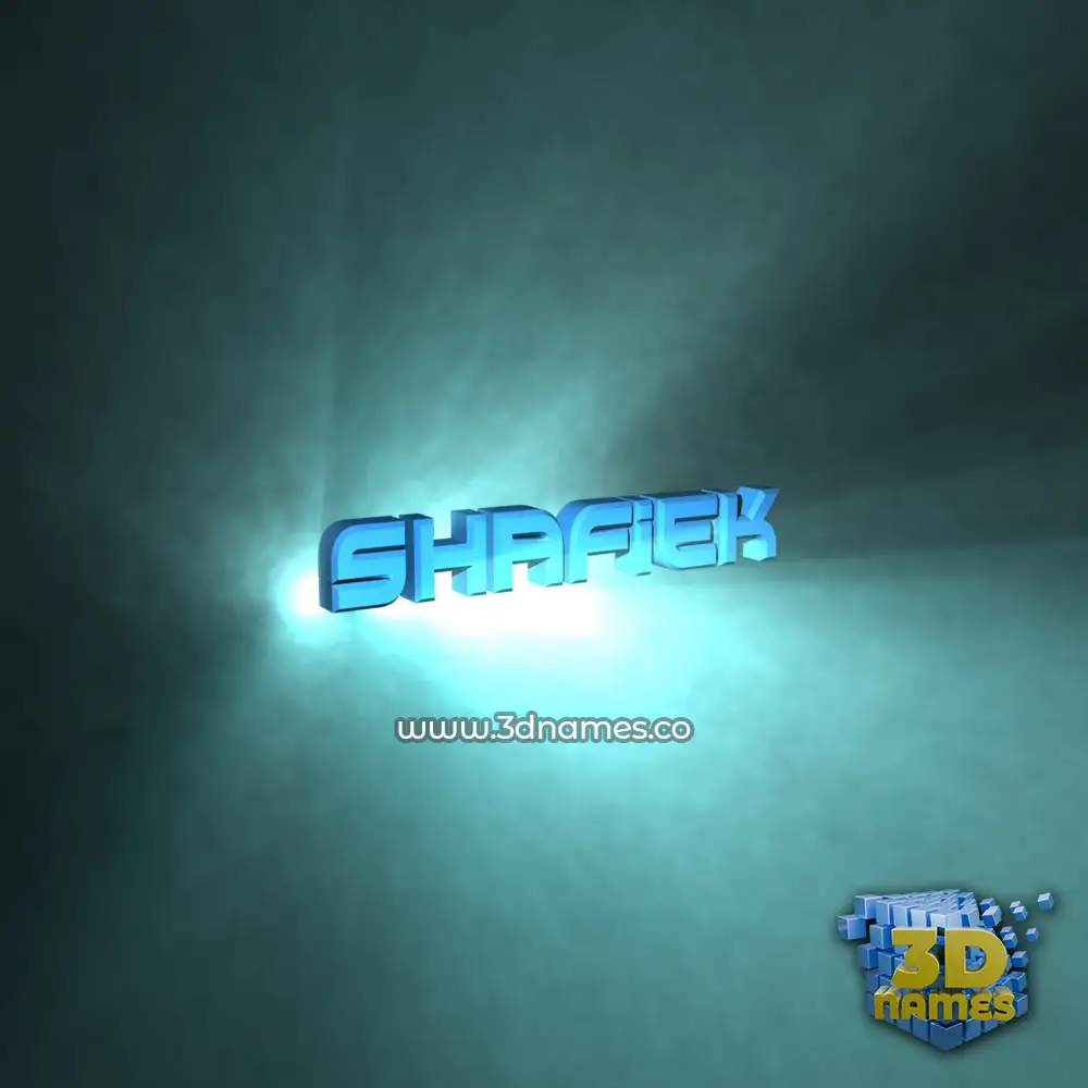 shafiek in Light Shine style - 3D name wallpaper
