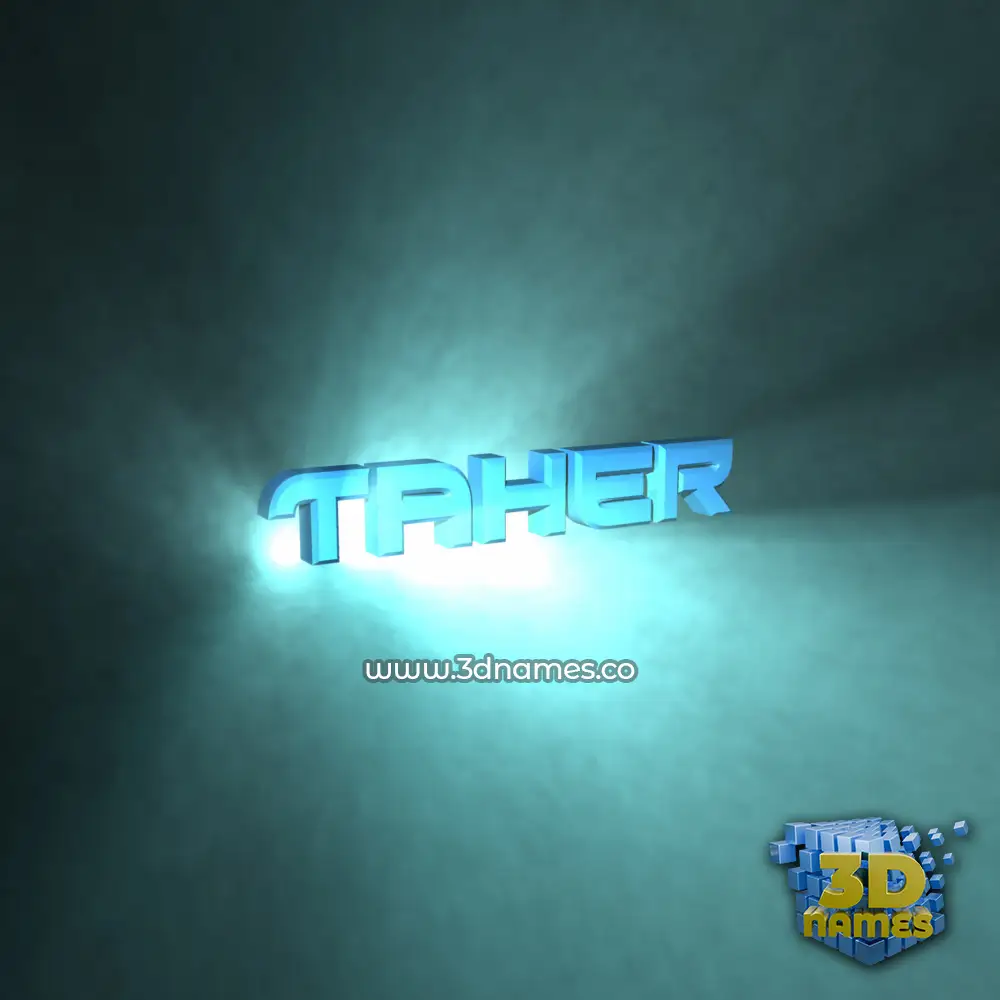 taher in Light Shine style - 3D name wallpaper