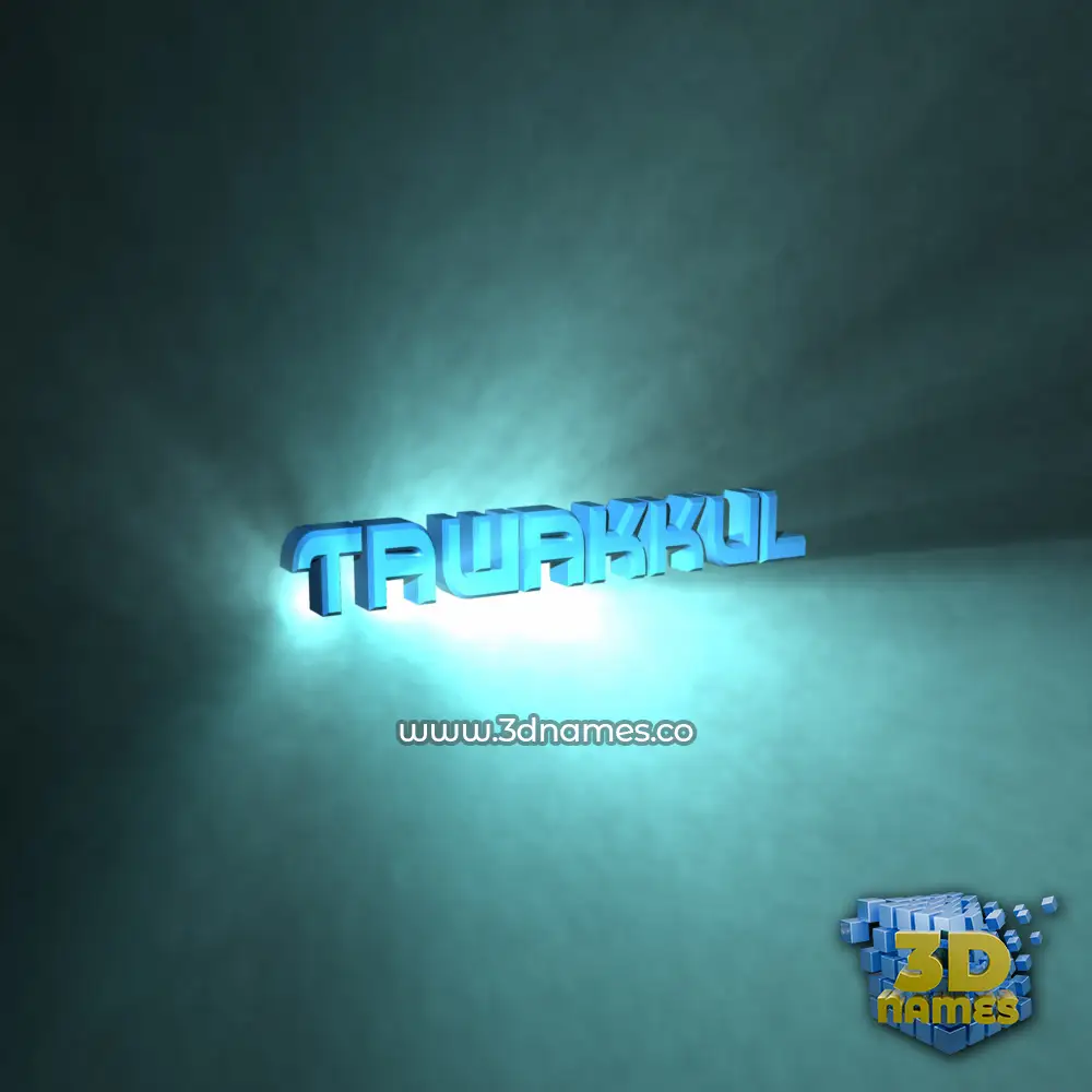 tawakkul in Light Shine style - 3D name wallpaper