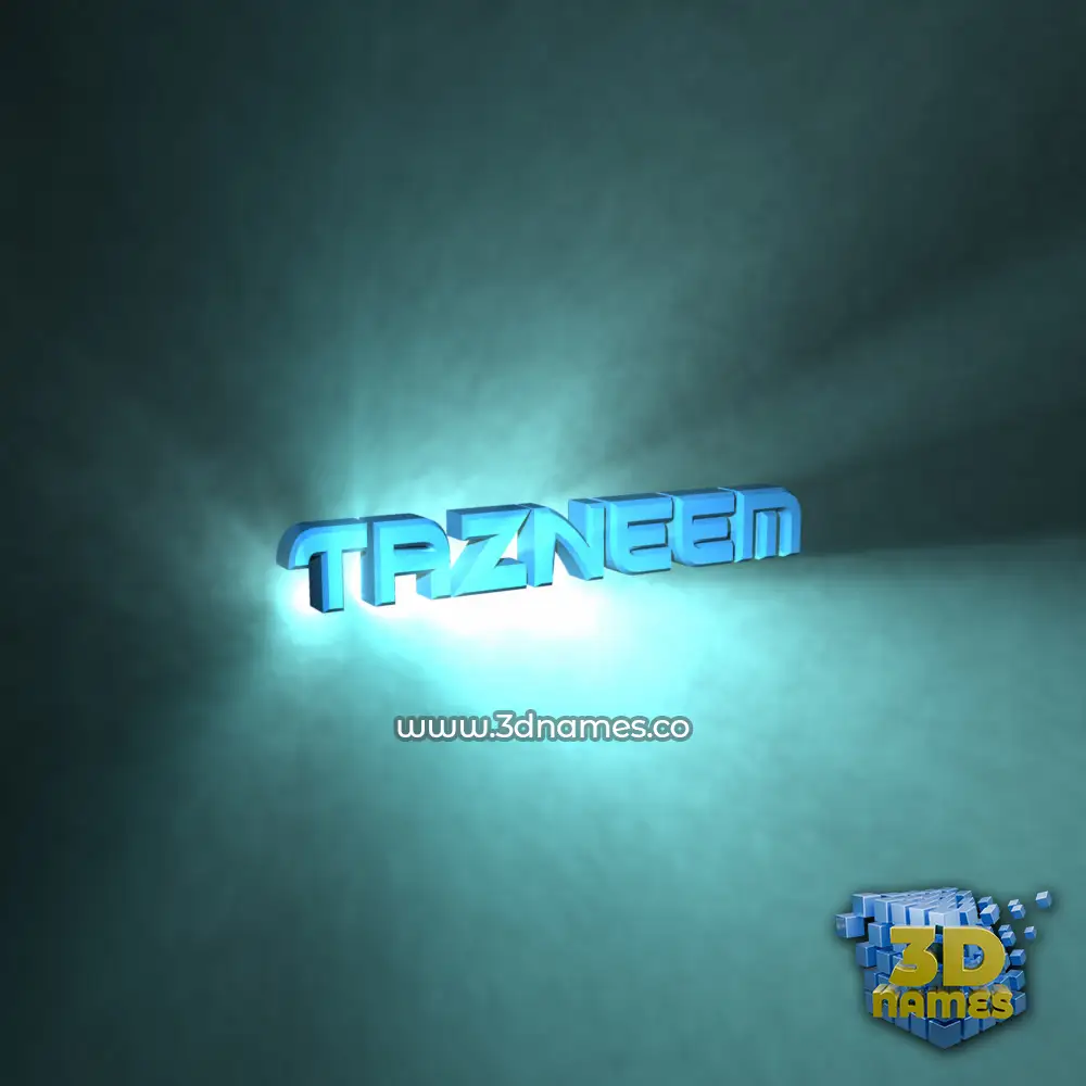 tazneem in Light Shine style - 3D name wallpaper