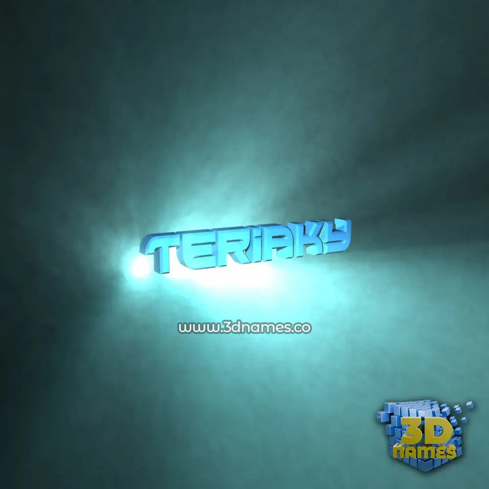 teriaky in Light Shine style - 3D name wallpaper