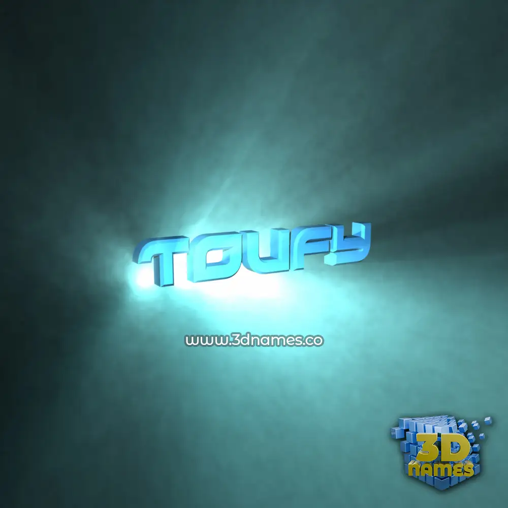 toufy in Light Shine style - 3D name wallpaper